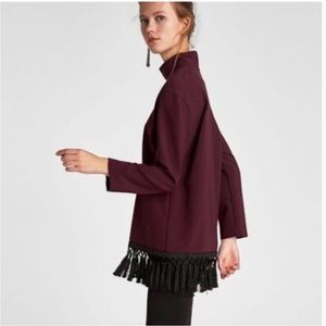 NWT ZARA Mock Neck Fringe Tunic